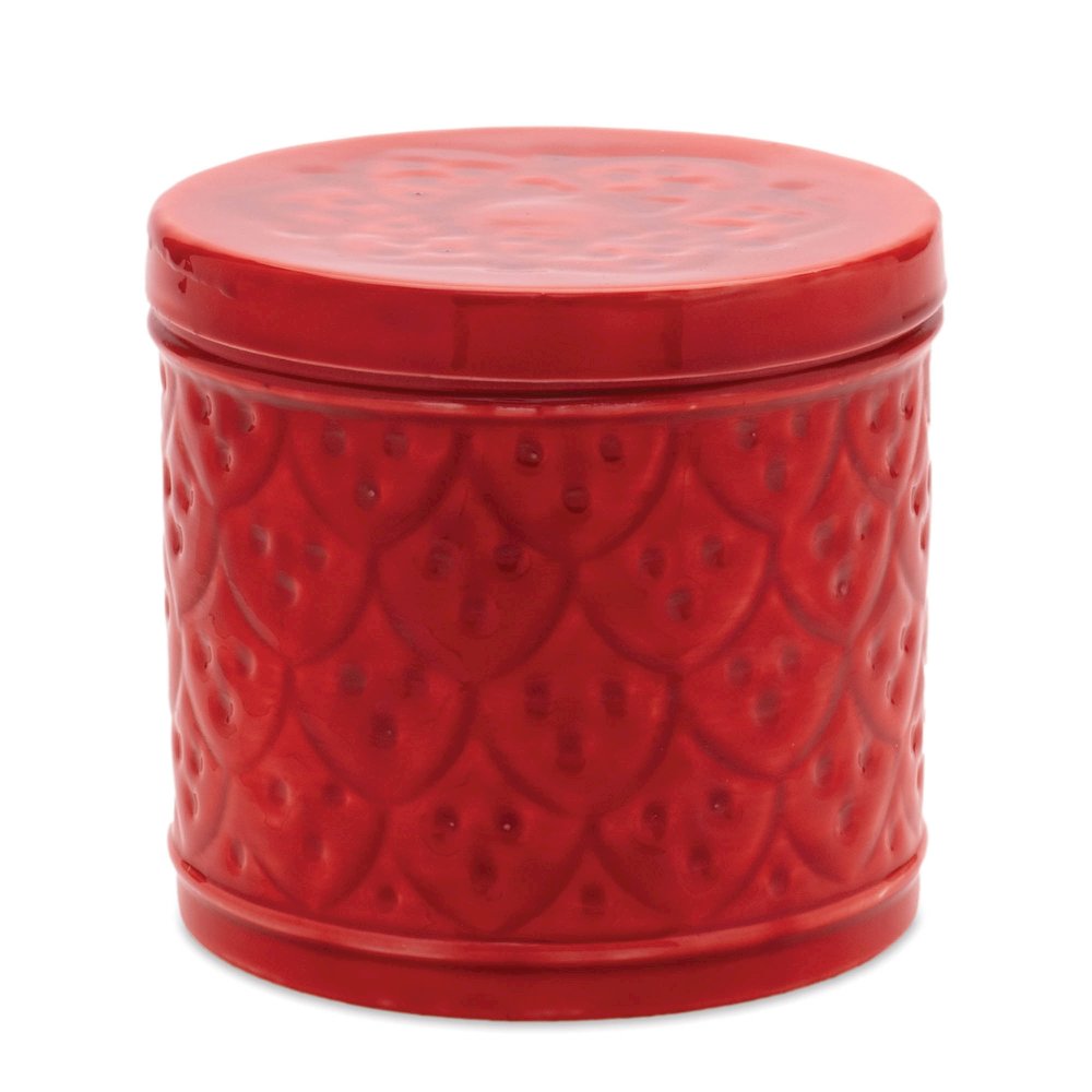 Red Metal Container with Lid (Set of 2). Picture 3