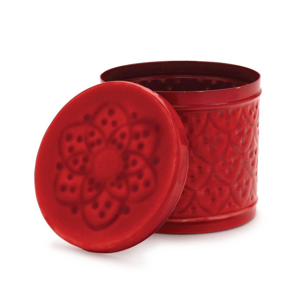 Red Metal Container with Lid (Set of 2). Picture 4