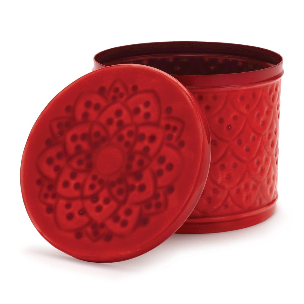 Red Metal Container with Lid (Set of 2). Picture 5