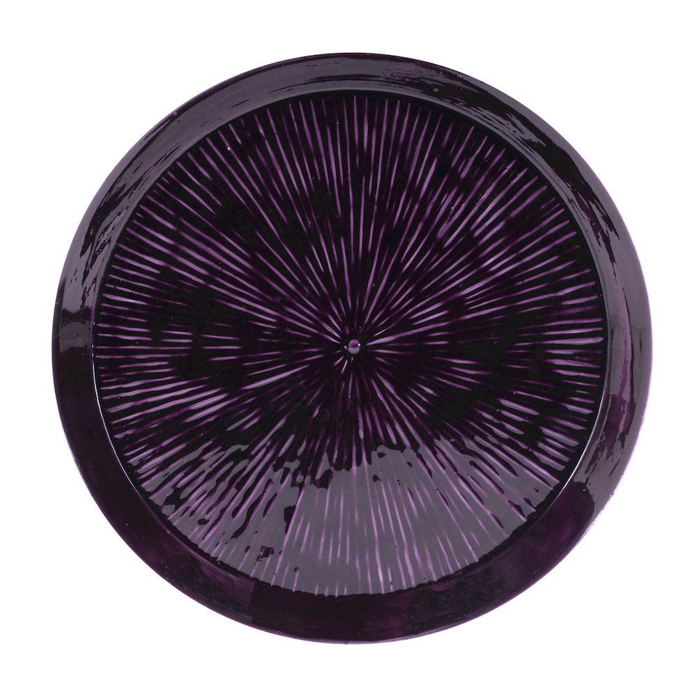 Round Etched Metal Tray 13.5"D. Picture 2
