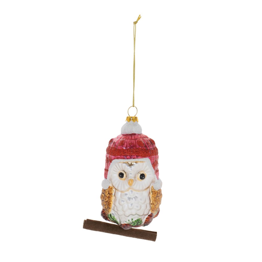 Glittered Glass Owl Ornament (Set of 12). Picture 2