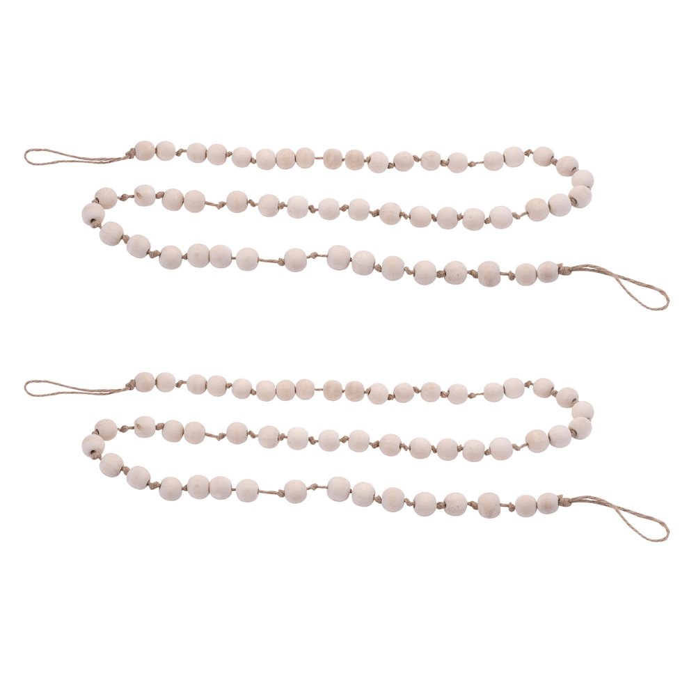 Wood Beaded String Garland (Set of 2). Picture 3