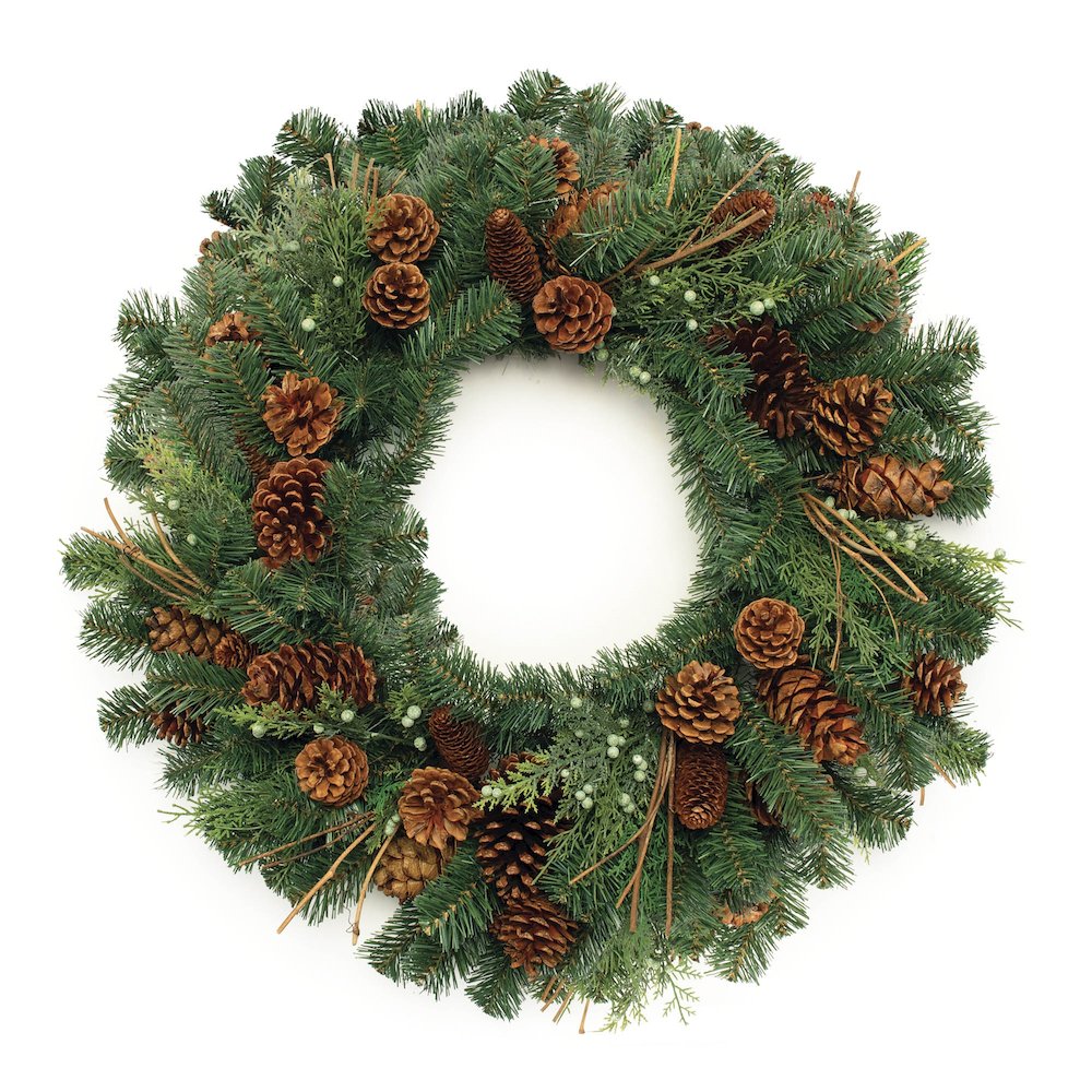 Mixed Pine and Pinecone Wreath 32"D. Picture 1