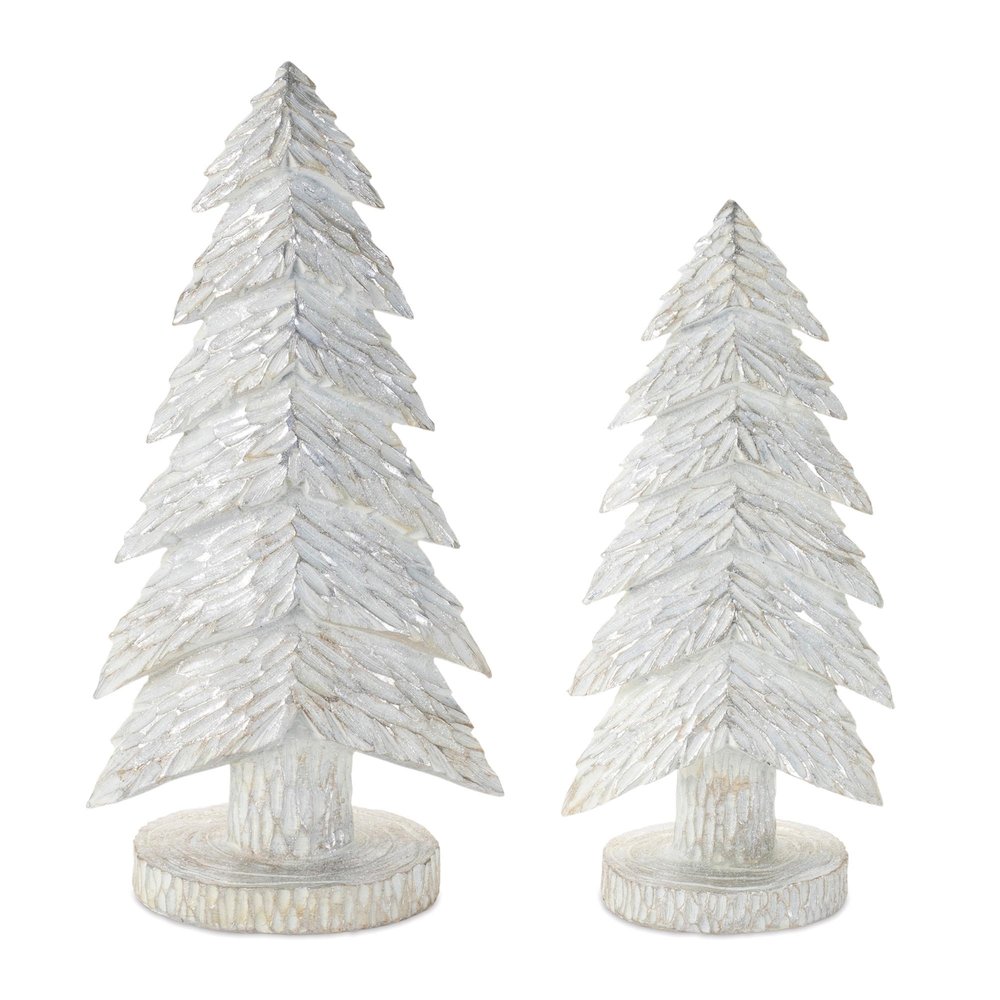 White Christmas Tabletop Trees (Set of 2). Picture 1