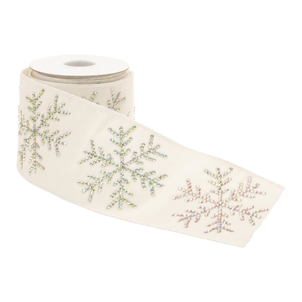 Jeweled Snowflake Wired Ribbon 4" x 5 Yds.. Picture 2