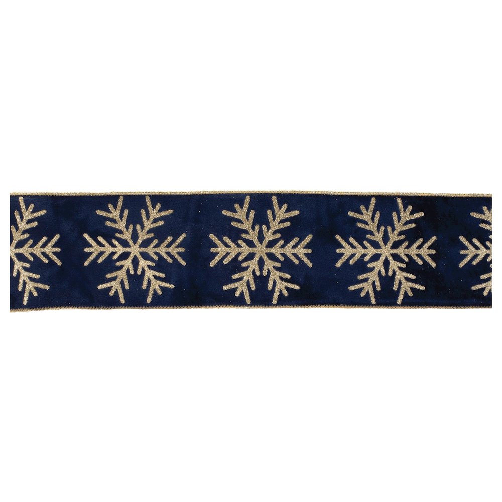 Glittered Snowflake Wired Ribbon 4" x 5 Yds.. Picture 1