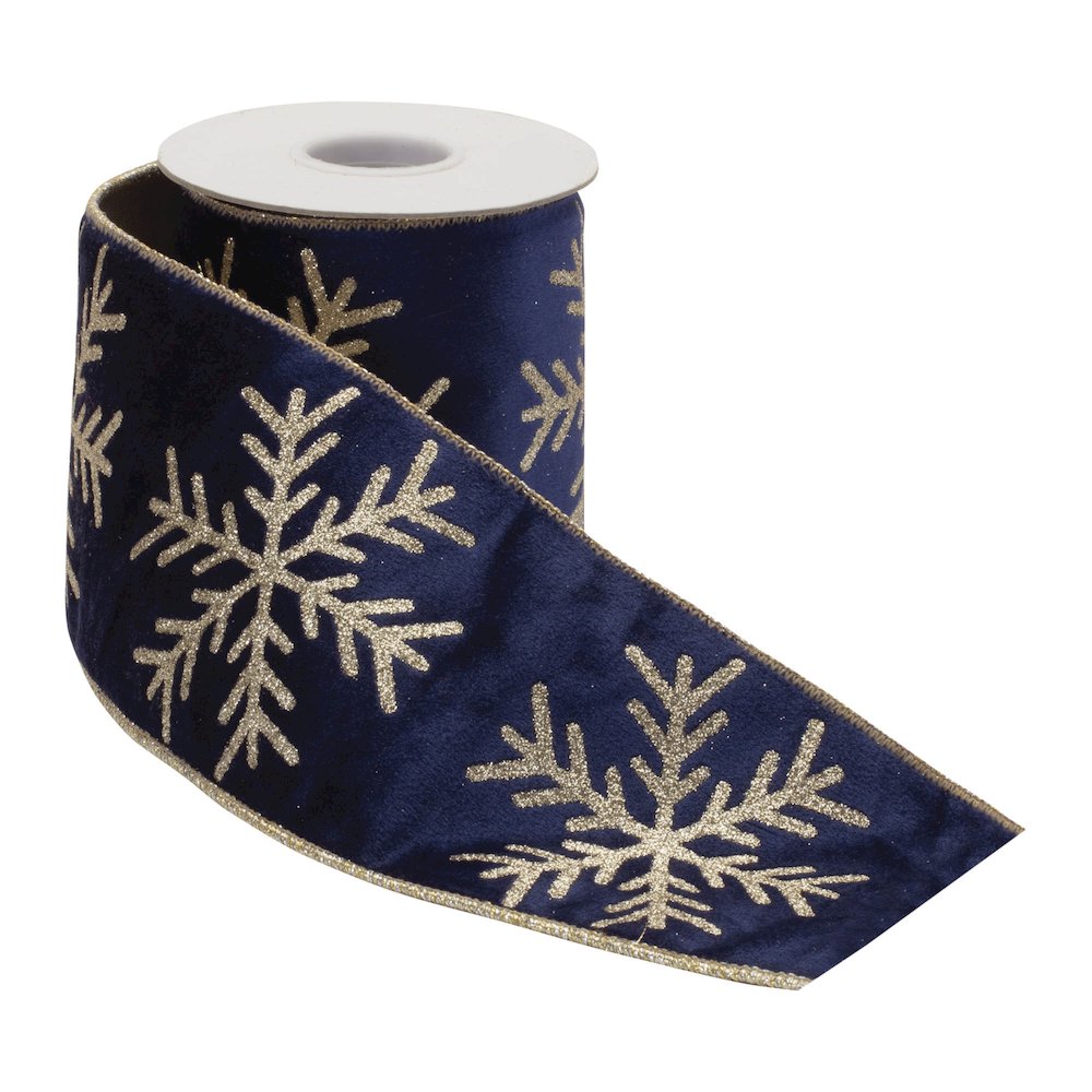 Glittered Snowflake Wired Ribbon 4" x 5 Yds.. Picture 2