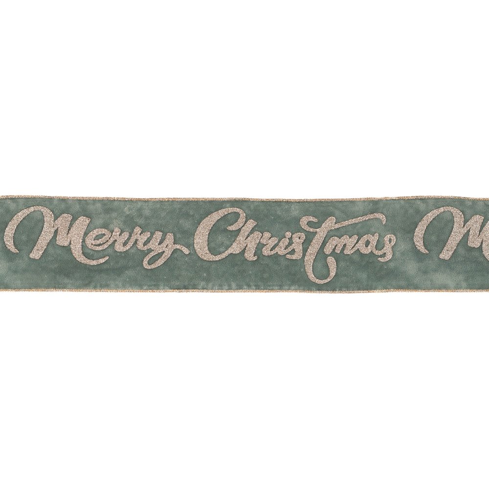 Glittered Merry Christmas Wired Ribbon 4" x 5 Yds.. Picture 1
