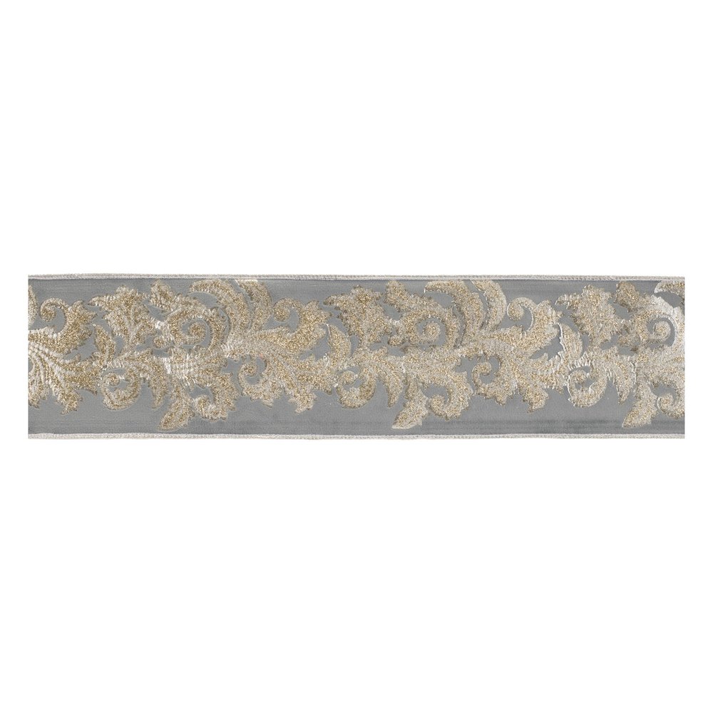 Embroidered Damask Wired Ribbon 4" x 5 Yds.. Picture 1