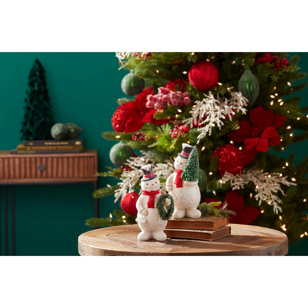Glittered Snowman Figurine (Set of 2). Picture 3