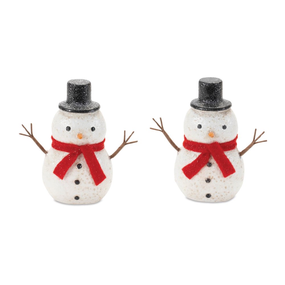Glittered Snowman Figurine (Set of 6). Picture 1