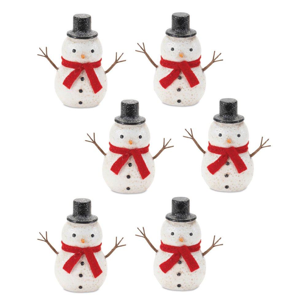 Glittered Snowman Figurine (Set of 6). Picture 4