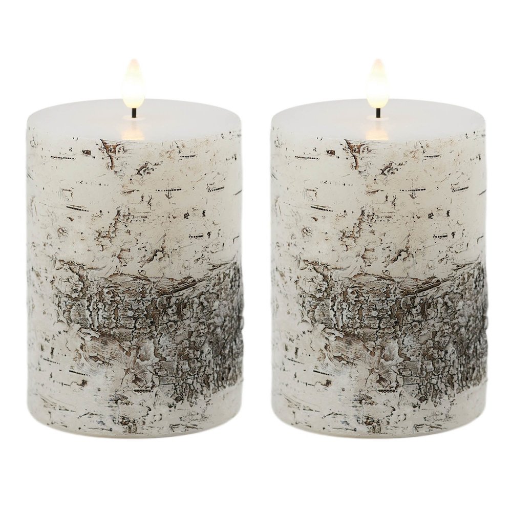 FIA Wick Birch Design Pillar Candle (Set of 2). Picture 3