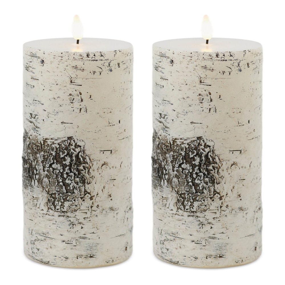 FIA Wick Birch Design Pillar Candle (Set of 2). Picture 3