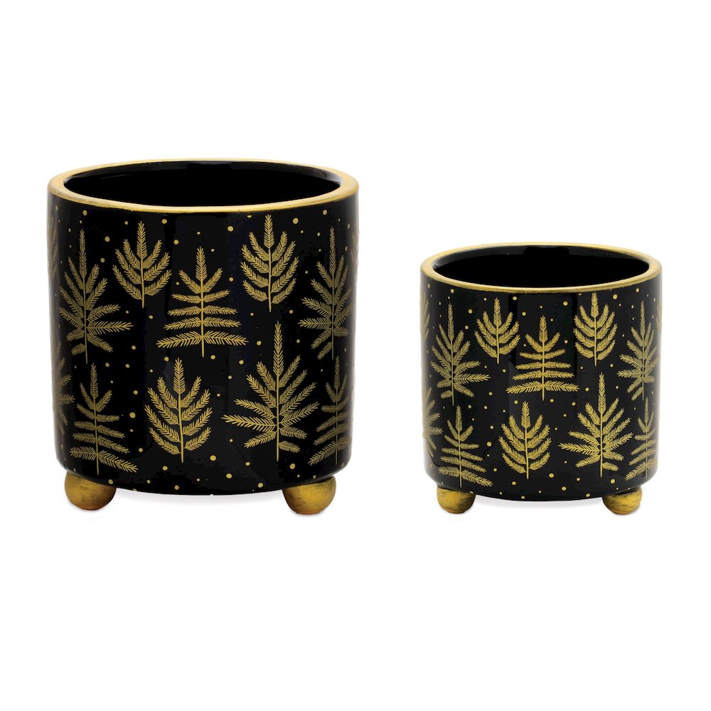 Footed Pine Tree Planter (Set of 2). Picture 1
