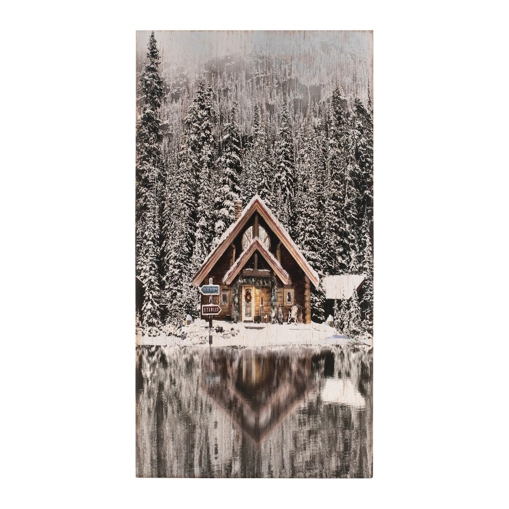 Wooden Winter Lake Lodge Plaque 17.5"H. Picture 1