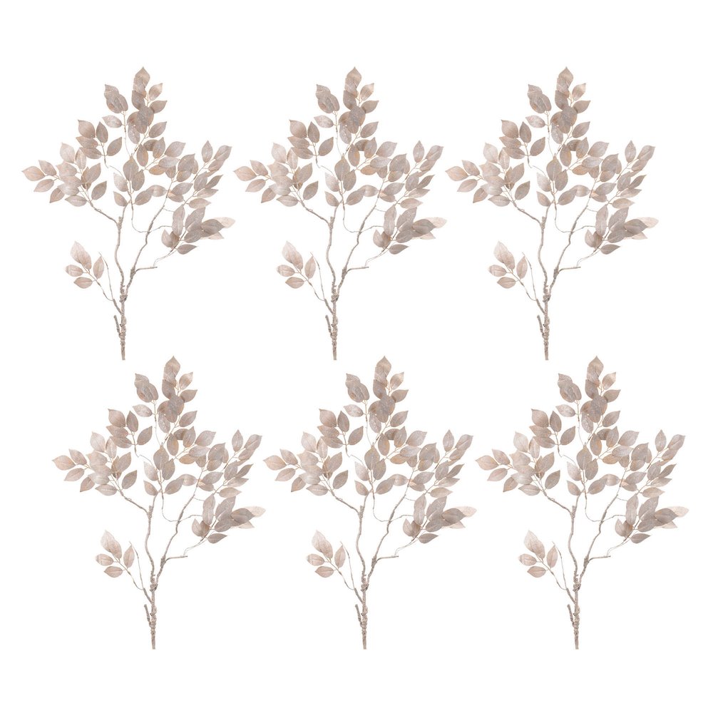 Glittered Leaf Spray (Set of 6). Picture 6