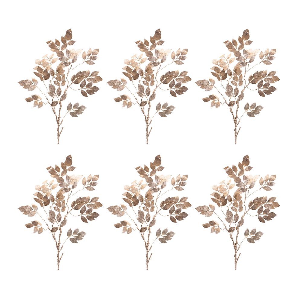 Glittered Leaf Spray (Set of 6). Picture 3