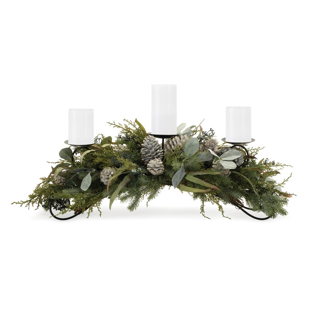 Mixed Pine Candle Holder Centerpiece 32"L. Picture 1