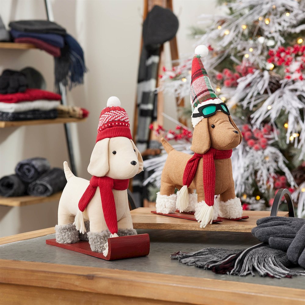 Plush Dog Character on Sled and Skis (Set of 2). Picture 6