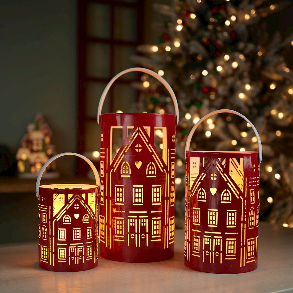 Punched Metal House Lantern (Set of 3). Picture 7