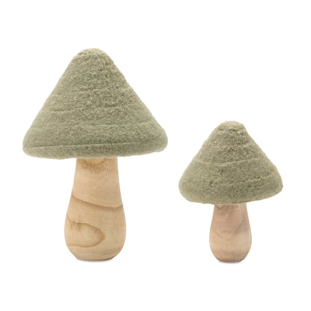 Glittered Wool Mushroom Decor (Set of 2). Picture 1