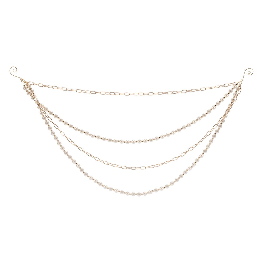 Pearl Bead and Chain Link Garland (Set of 2). Picture 1