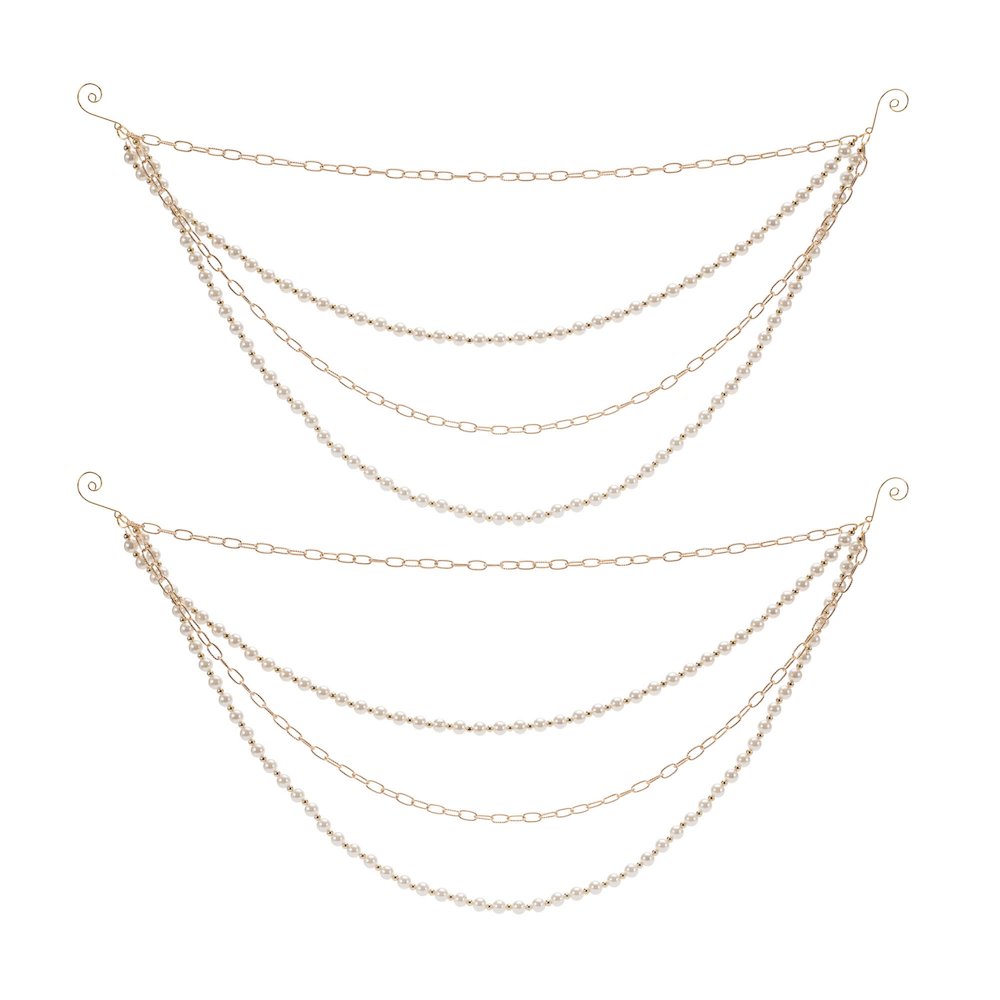Pearl Bead and Chain Link Garland (Set of 2). Picture 3