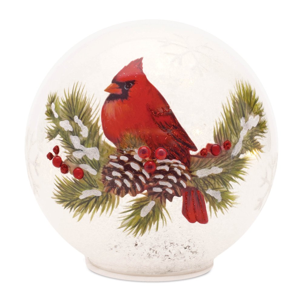 LED Cardinal Pine Globe (Set of 2). Picture 3