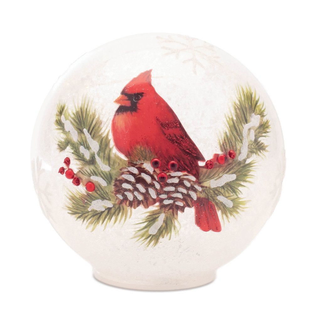 LED Cardinal Pine Globe (Set of 2). Picture 4