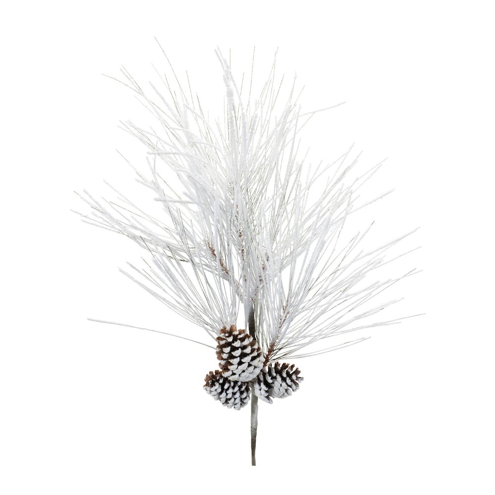 Flocked Long Neddle Pine Spray (Set of 2). Picture 1