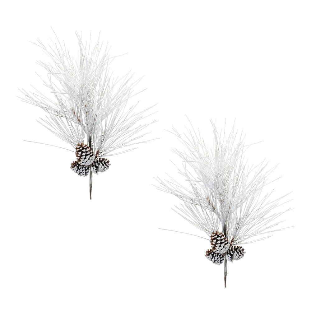 Flocked Long Neddle Pine Spray (Set of 2). Picture 5