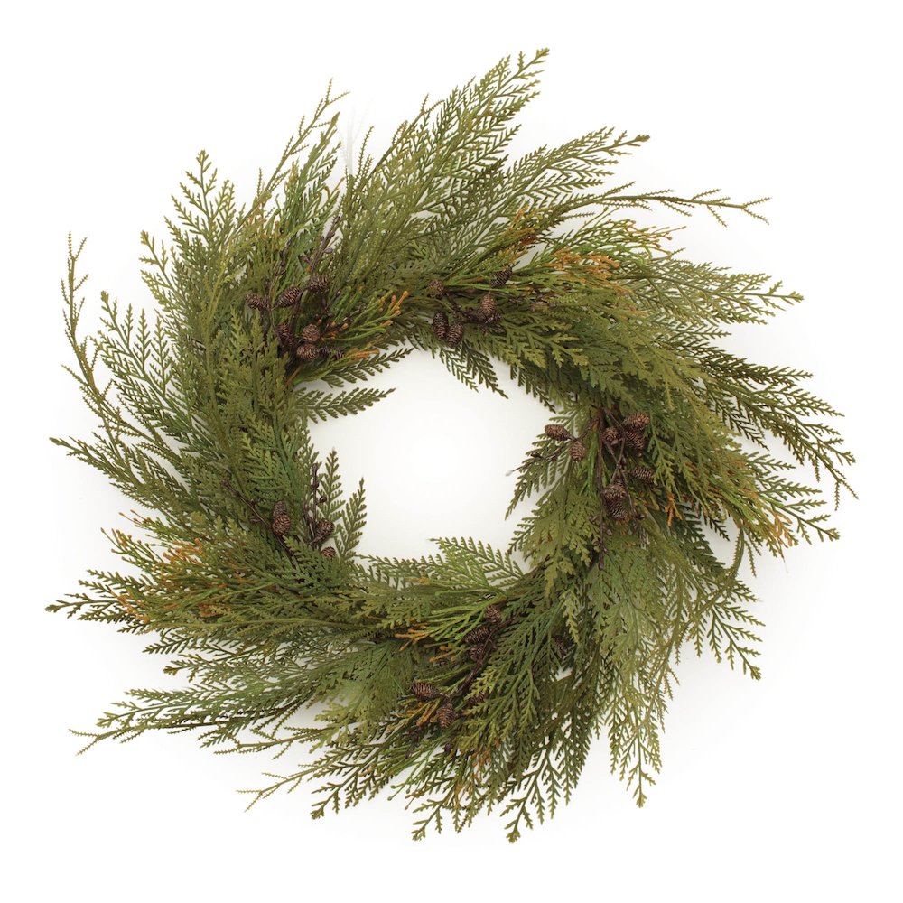 Cedar and Mini Pinecone Wreath 30"D. Picture 1