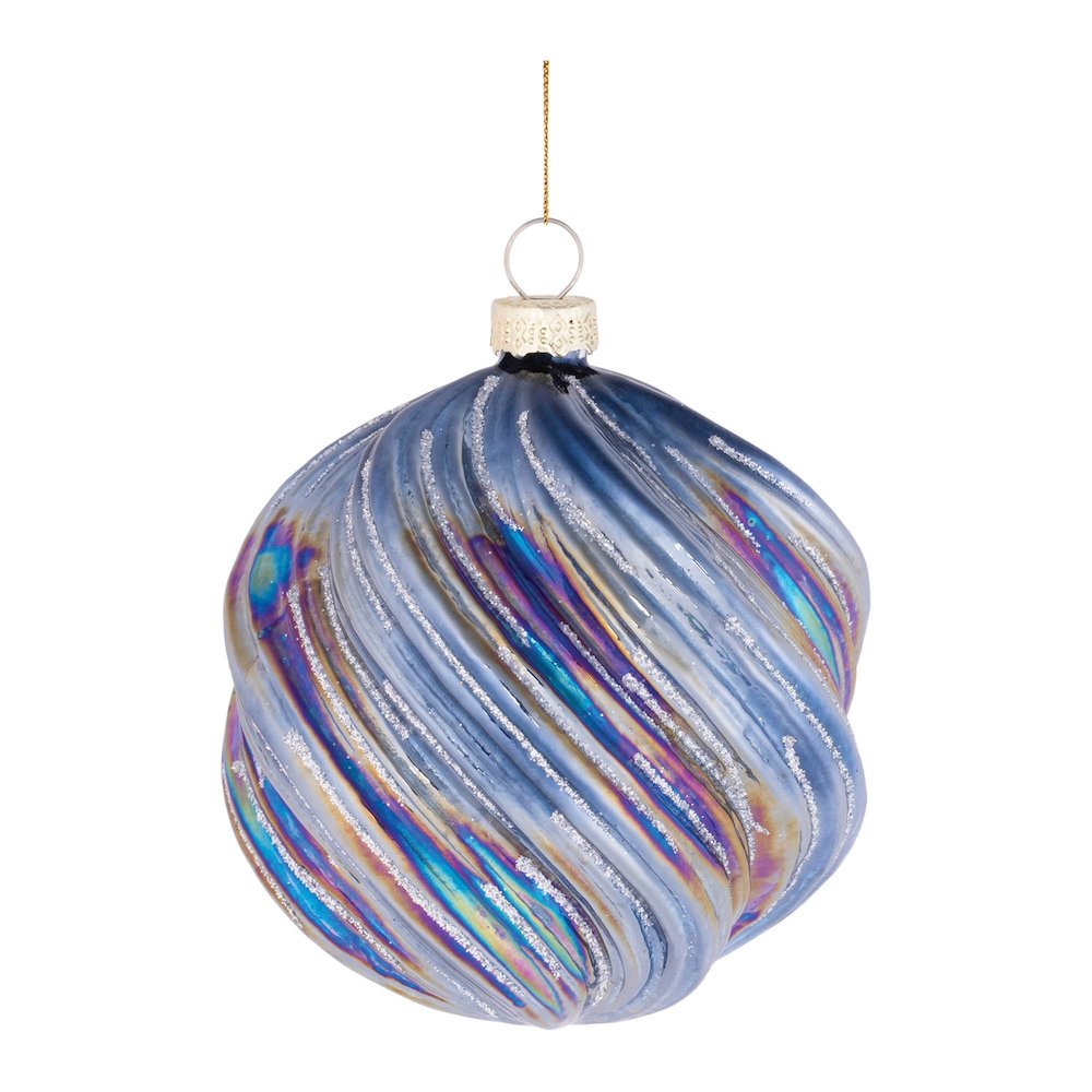 Iridescent Swirled Glass Ornament (Set of 6). Picture 1