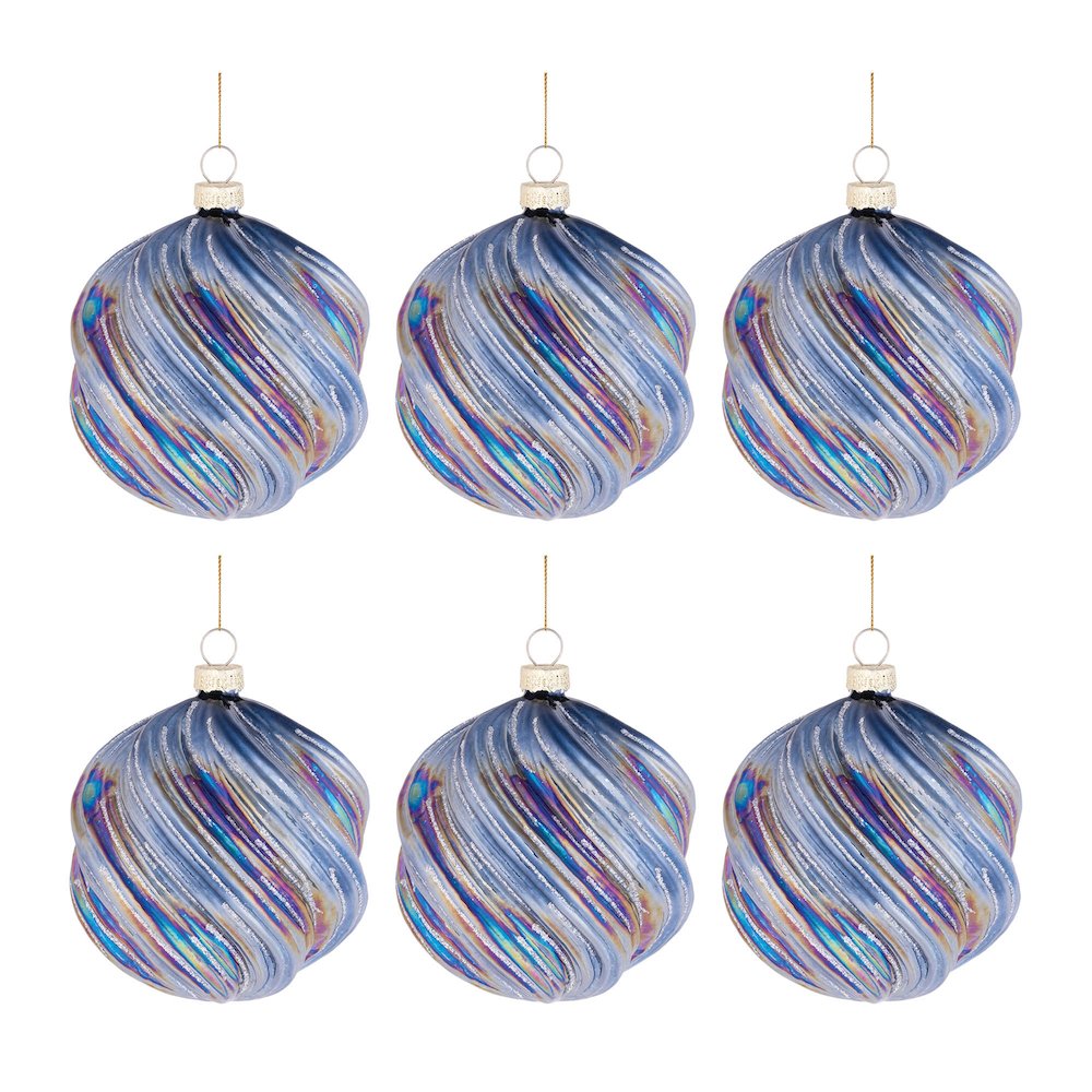 Iridescent Swirled Glass Ornament (Set of 6). Picture 3