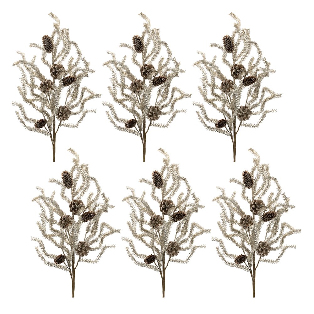 Tinsel Pine Spray (Set of 6). Picture 3