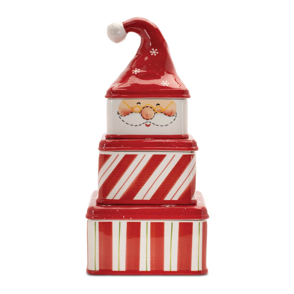 Ceramic Stacking Santa Character (Set of 3). Picture 1