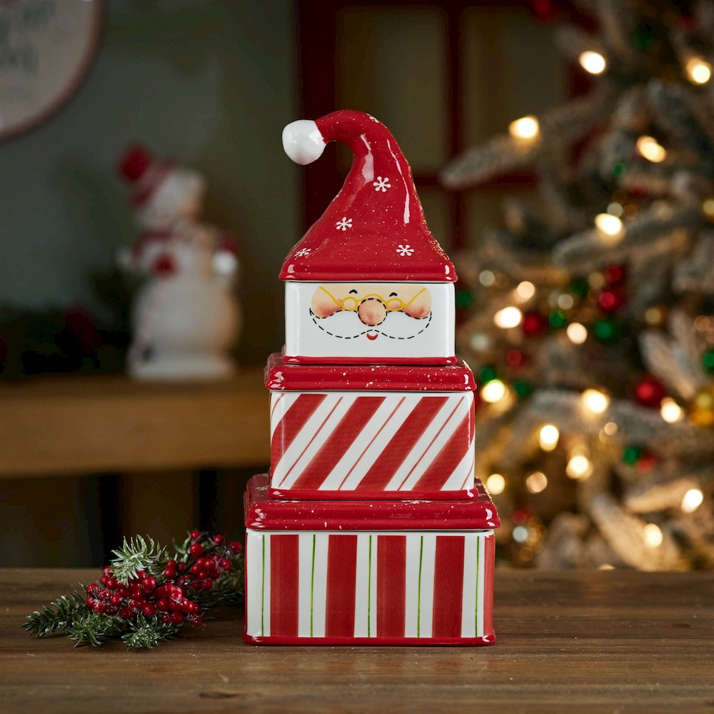 Ceramic Stacking Santa Character (Set of 3). Picture 2