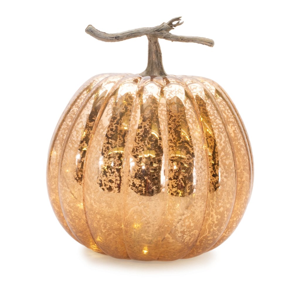 LED Mercury Glass Pumpkin Decor (Set of 2). Picture 1