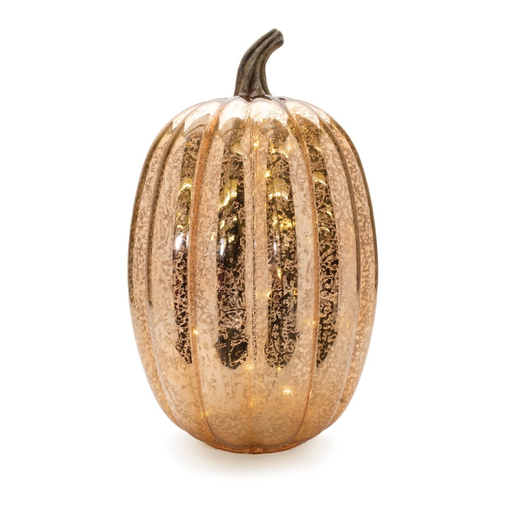 LED Mercury Glass Pumpkin Decor (Set of 2). Picture 1