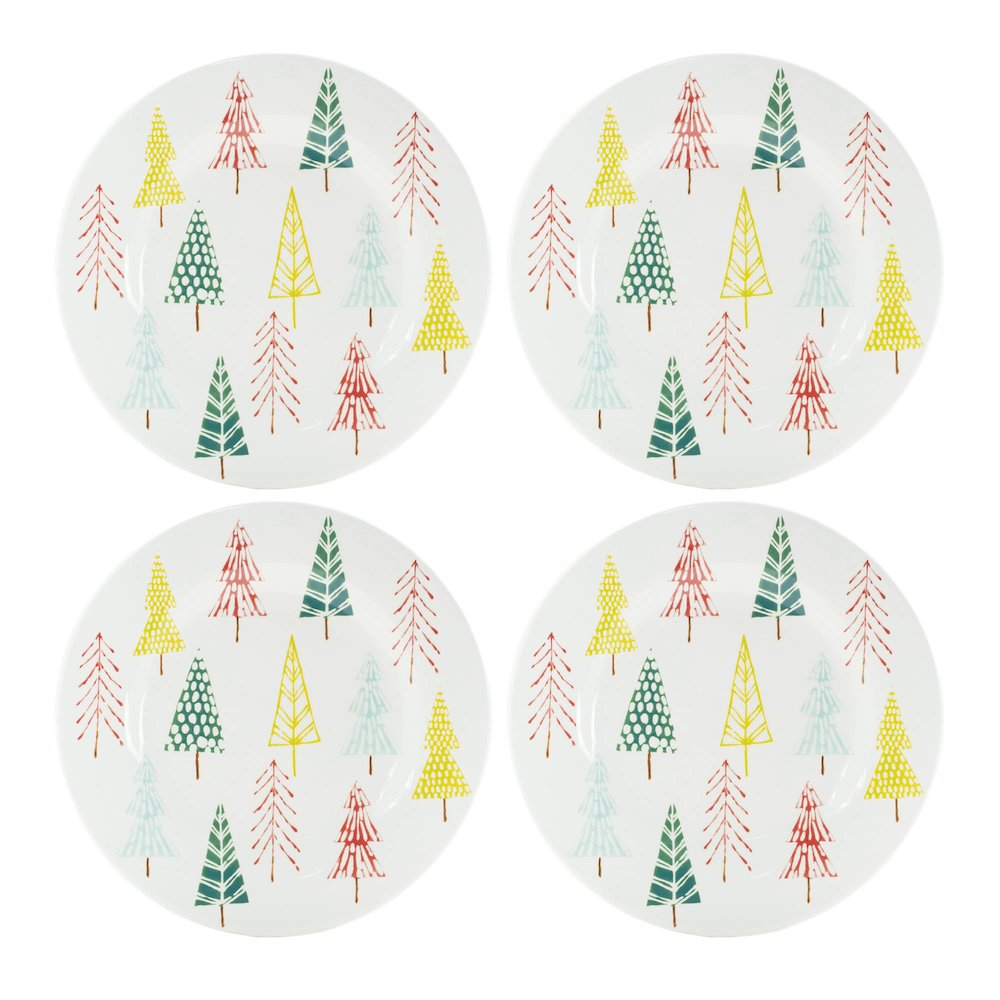 Ceramic Pine Tree Print Plate (Set of 4). Picture 2