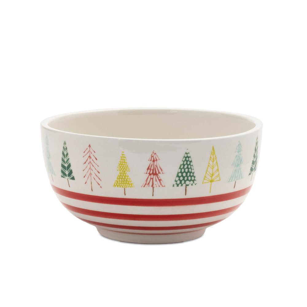 Ceramic Pine Tree Print Bowl (Set of 4). Picture 1