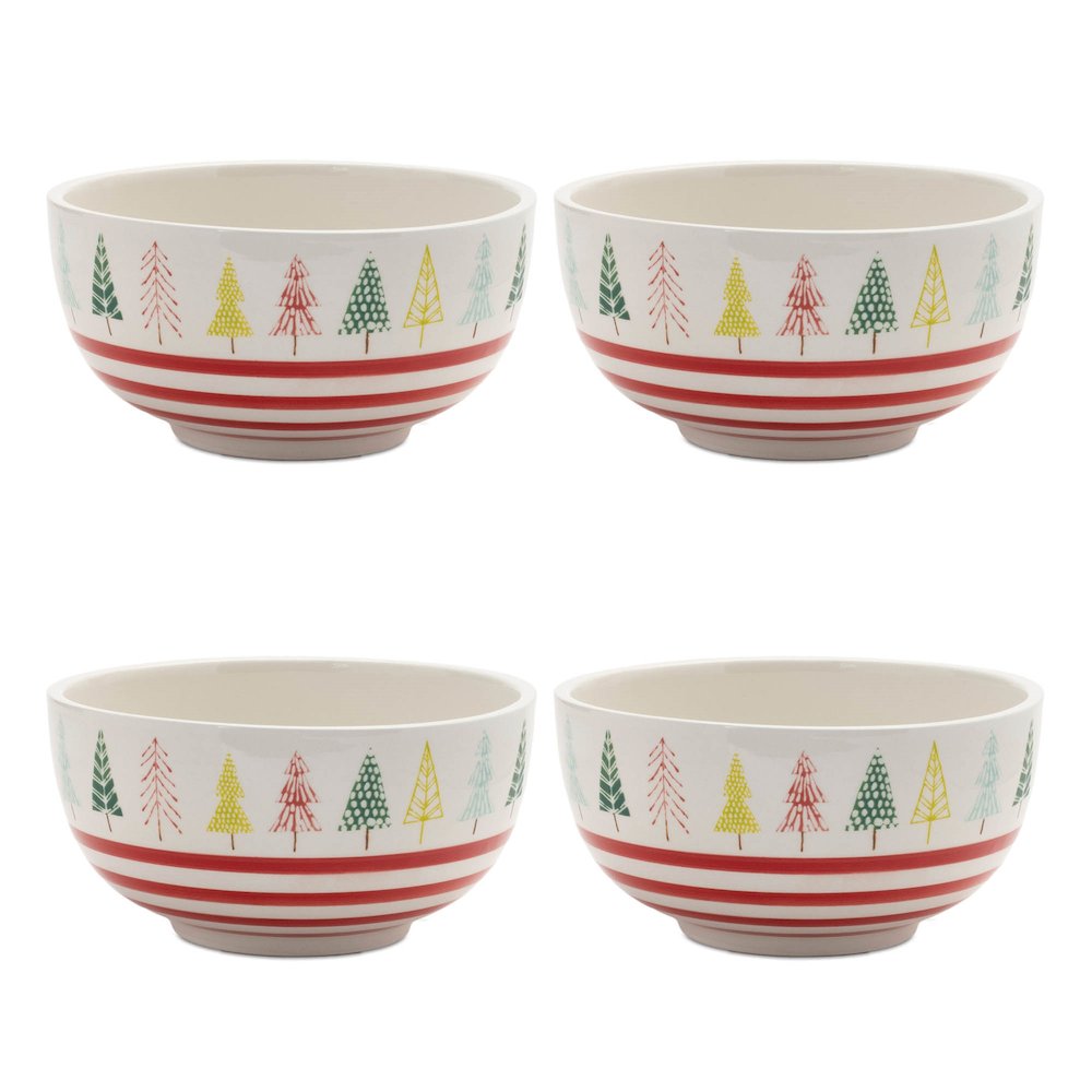 Ceramic Pine Tree Print Bowl (Set of 4). Picture 2