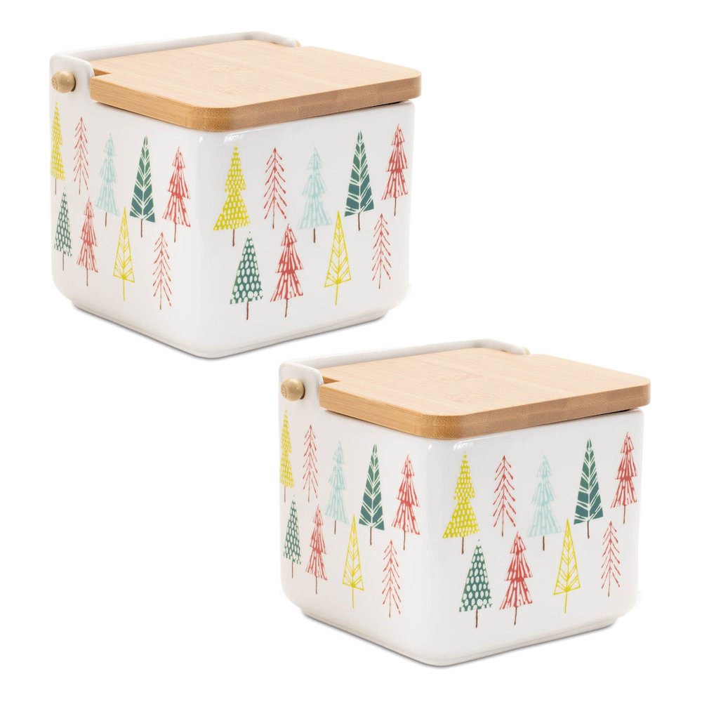 Ceramic Pine Tree Print Box (Set of 2). Picture 3