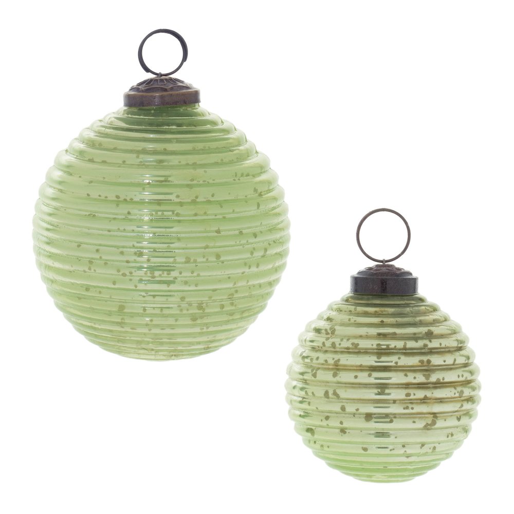 Ribbed Mercury Glass Ball Ornament (Set of 6). Picture 1