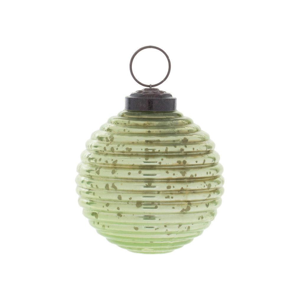 Ribbed Mercury Glass Ball Ornament (Set of 6). Picture 3