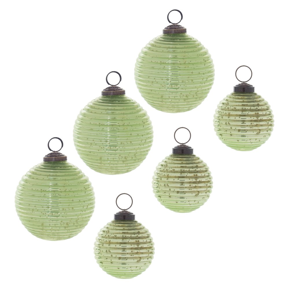 Ribbed Mercury Glass Ball Ornament (Set of 6). Picture 4
