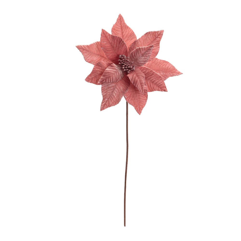 Glittered Poinsettia Flower Stem (Set of 6). Picture 2