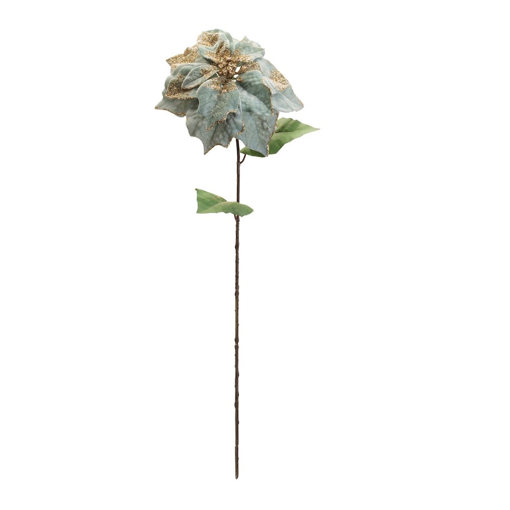 Glittered Poinsettia Flower Stem (Set of 6). Picture 2