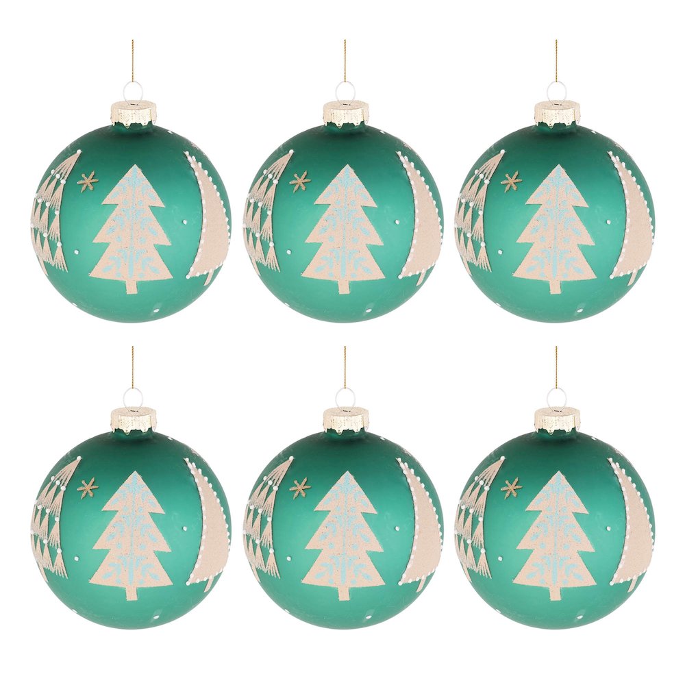 Beaded Pine Tree Ball Ornament (Set of 6). Picture 4